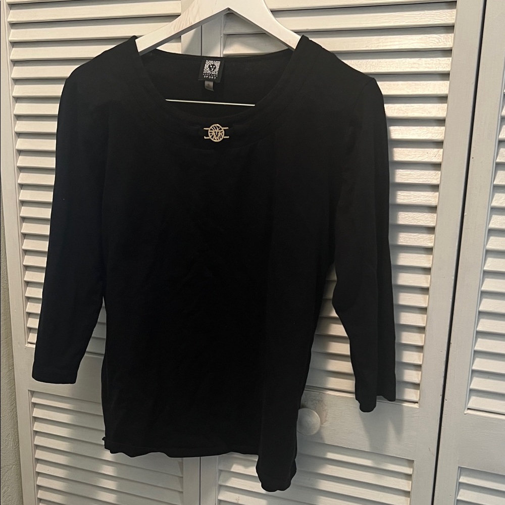 Anne Klein Black Long Sleeve Top - Picture 1 of 8